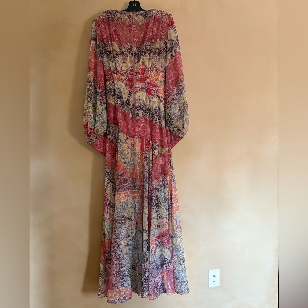 NWT Bronx and Banco Farah Maxi Dress - Red/Multi - Size: US 8/L - Picture 7 of 9